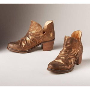 SUNDANCE SLOUCHY VINTAGE STYLE ANKLE BOOTS BOHO GOLD BRONZE WOMEN SIZE 7.5-8